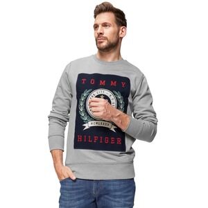 Tommy Hilfiger New York City Logo Embroidered Gray Crew Neck‎ Men's Sweatshirt